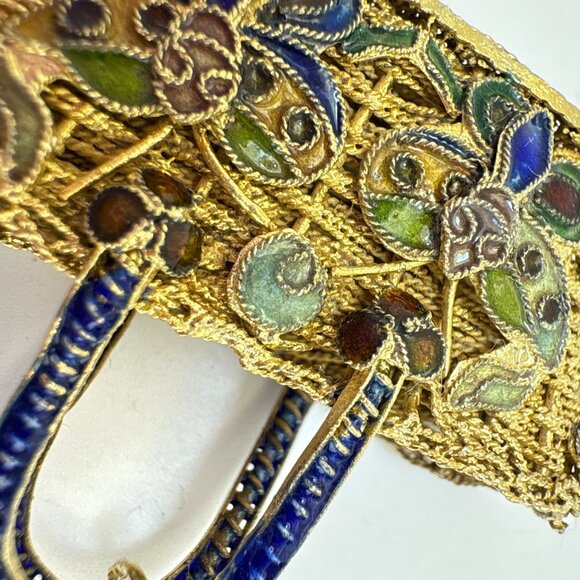 VTG Cloisonne Enamel Butterfly Floral Design Purse Pendant Filigree Design 1x2" - Picture 13 of 13